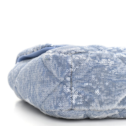 Chanel Sequin Quilted Medium Chanel 19 Flap Light Blue 9 of 10