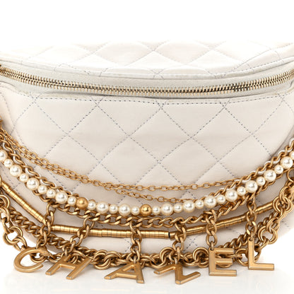Chanel Lambskin Quilted All About Chains Waist Belt Bag White 7 of 11
