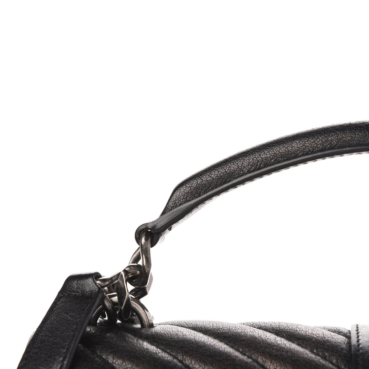 Sheepskin Matelasse Chevron Monogram Medium College Bag Black
