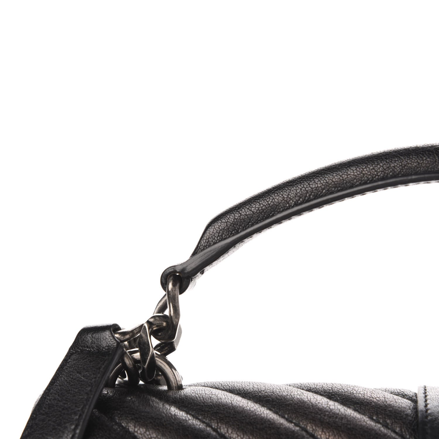 Saint Laurent Sheepskin Matelasse Chevron Monogram Medium College Bag Black 12 of 14