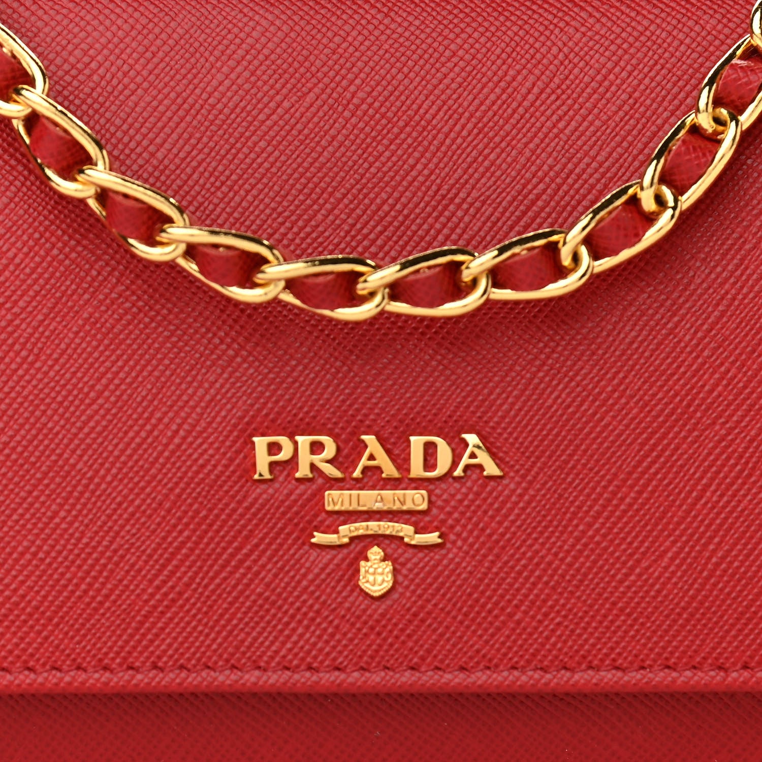 Prada Saffiano Wallet on Chain Fuoco 7 of 10