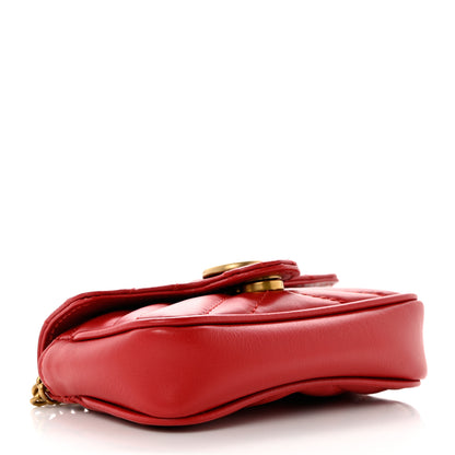 Gucci Calfskin Matelasse GG Marmont 2.0 Coin Purse On A Chain Hibiscus Red 4 of 9