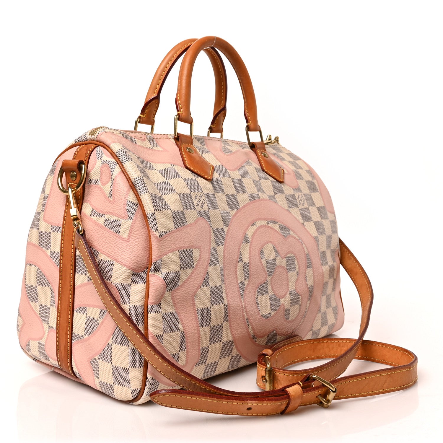 Louis Vuitton Damier Azur Tahitienne Speedy Bandouliere 30 Rose Ballerine 3 of 9