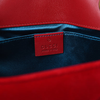 Gucci Velvet Matelasse Mini GG Marmont Shoulder Bag Hibiscus Red 6 of 9