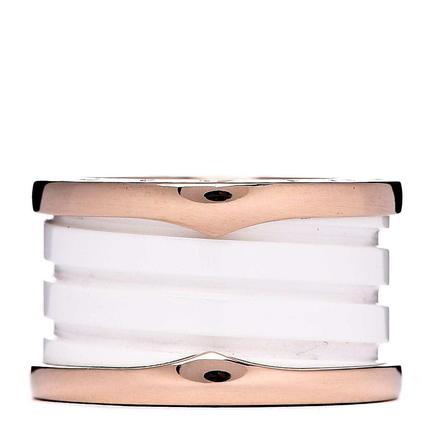 18K Rose Gold White Ceramic B.Zero1 Four-Band Ring 48 4.5