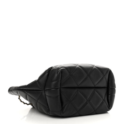 Chanel Lambskin Quilted CC Dweller Drawstring Bucket Bag Black 4 of 11