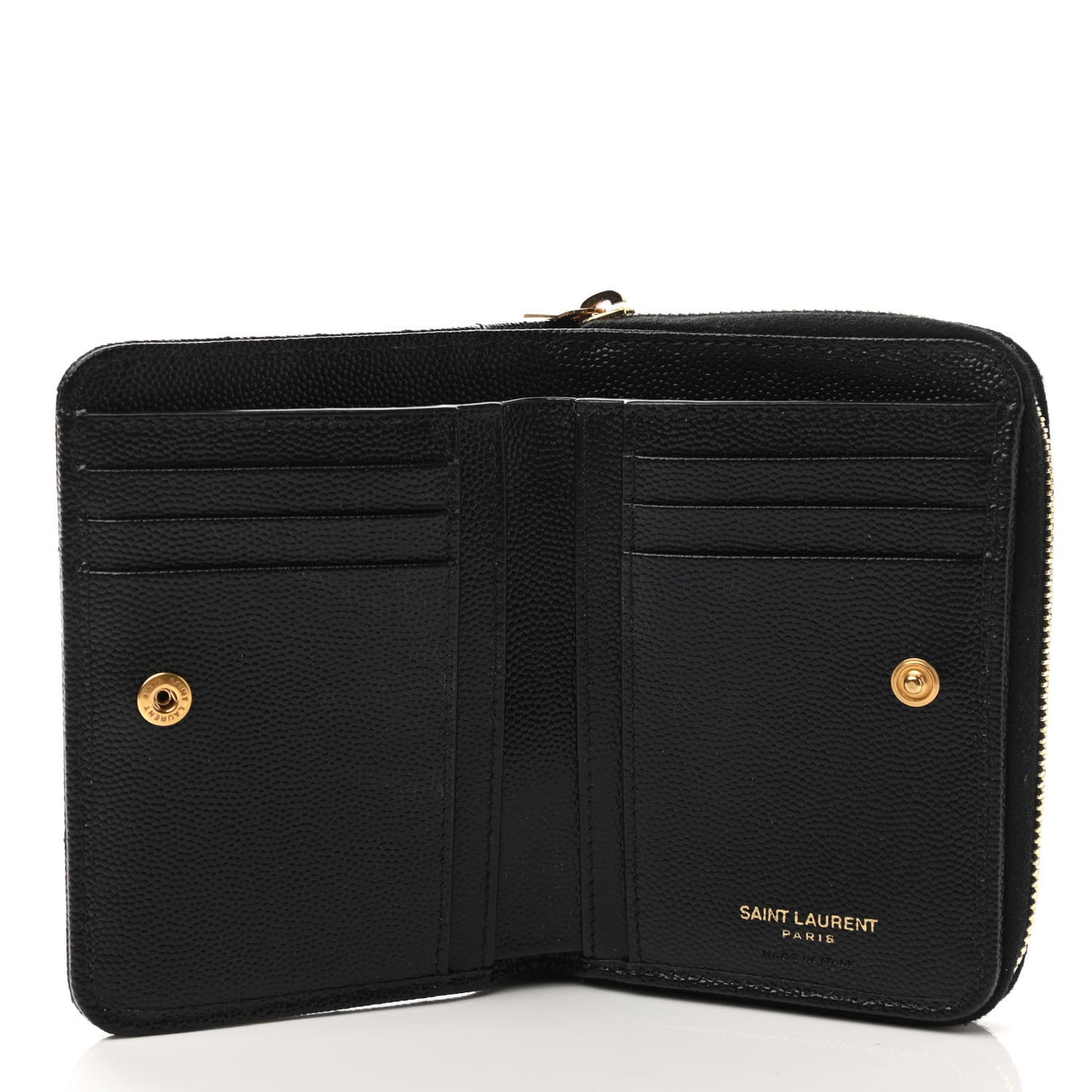 Grain De Poudre Matelasse Chevron Monogram Compact Zip Around Wallet Black
