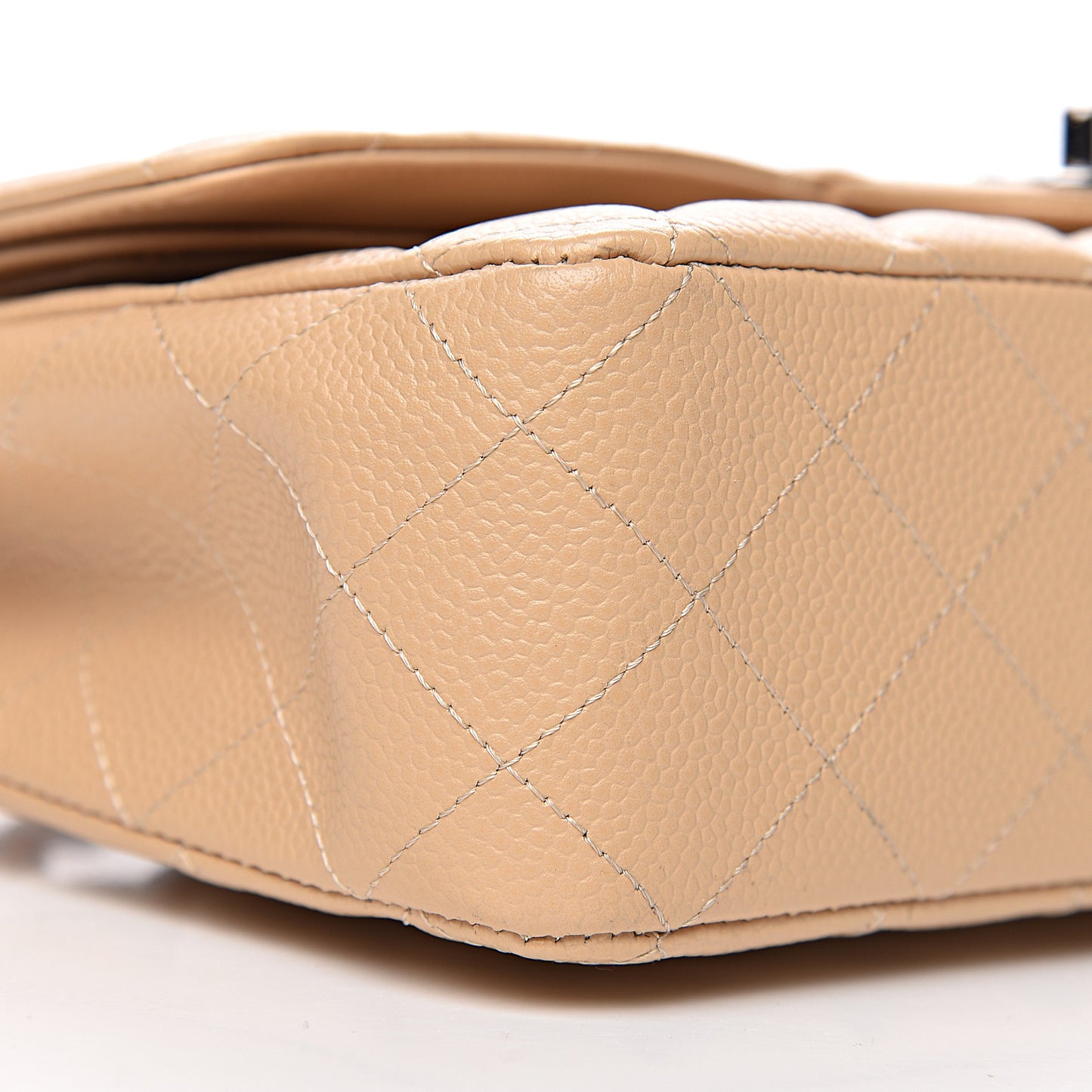 Caviar Quilted Medium Double Flap Beige