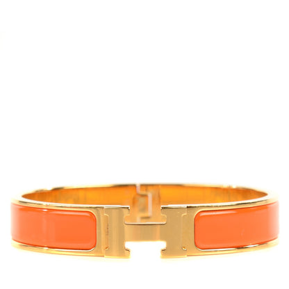 Hermes Enamel Narrow Clic Clac H Bracelet GM Orange 1 of 5