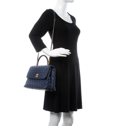 Chanel Caviar Lizard Quilted Medium Coco Handle Flap Blue 2 of 11