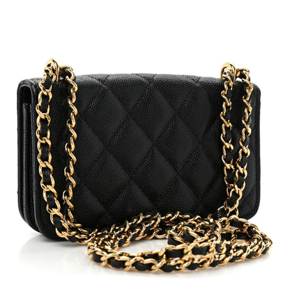 Chanel Caviar Quilted Pocket Twins Clutch With Chain Black 3 of 11