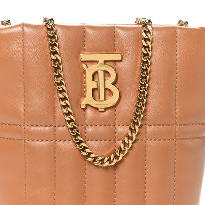 Burberry Lambskin Quilted Micro Lola Bucket Bag Maple Brown 7 of 9