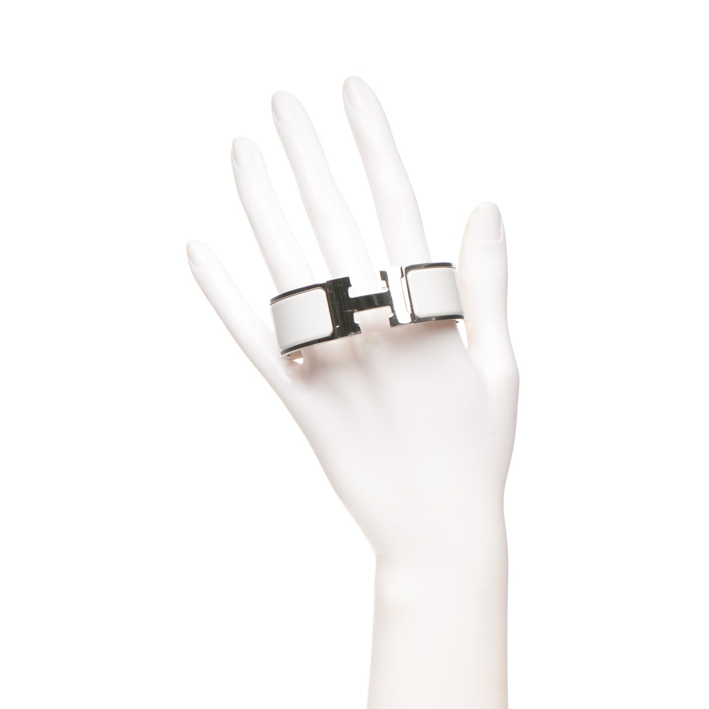 Enamel Wide Clic Clac H Bracelet GM White