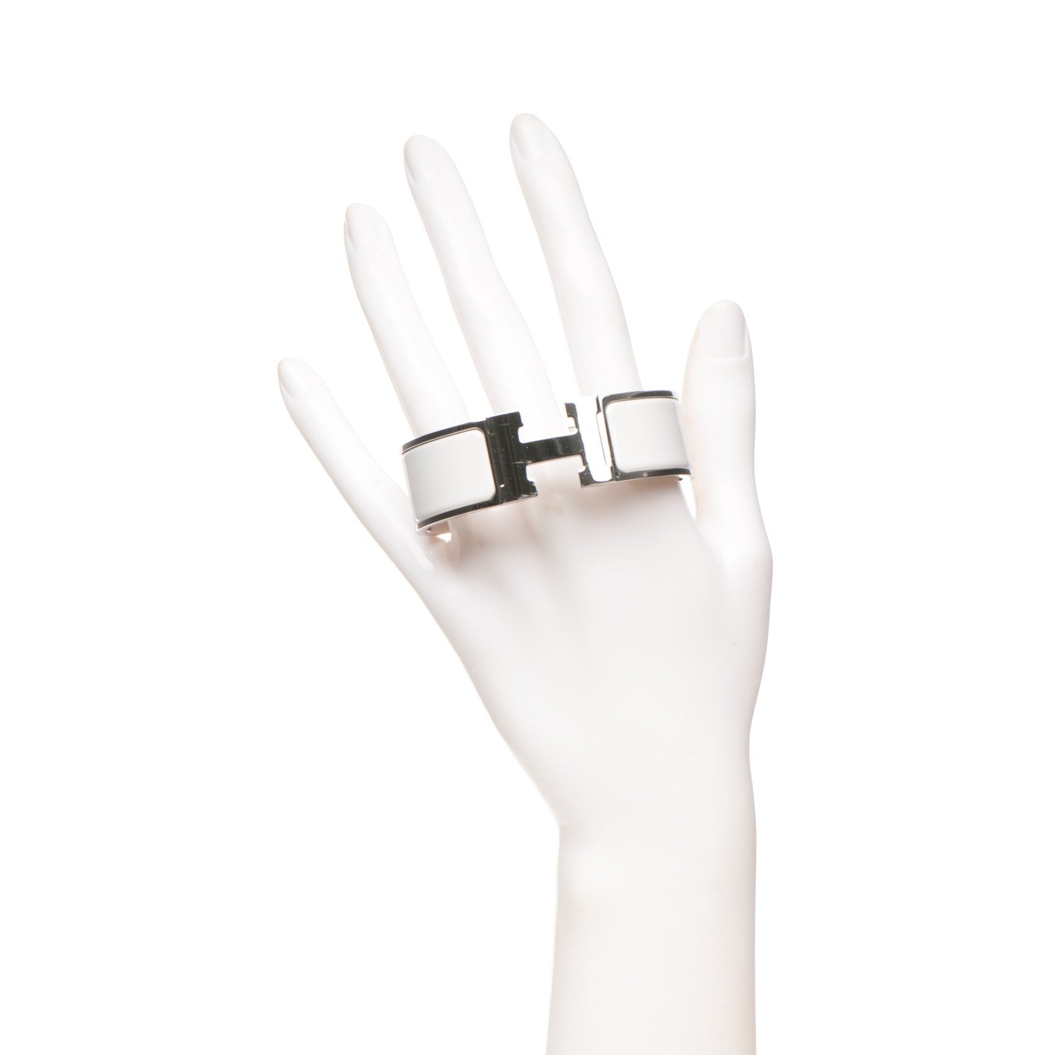Hermes Enamel Wide Clic Clac H Bracelet GM White 2 of 5