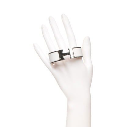Hermes Enamel Wide Clic Clac H Bracelet GM White 2 of 5