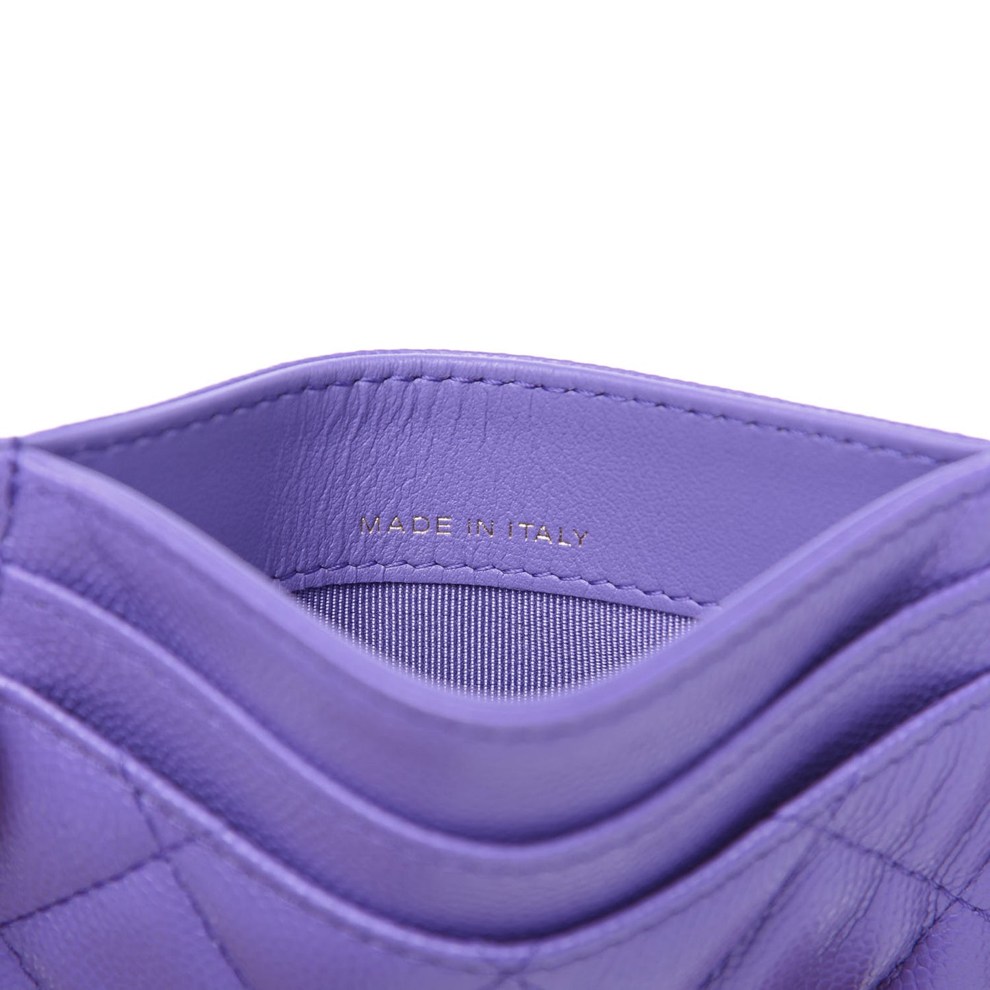 Caviar Quilted Card Holder Purple