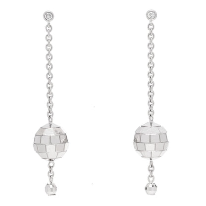 Piaget 18K White Gold Diamond Disco Drop Earrings 1 of 4
