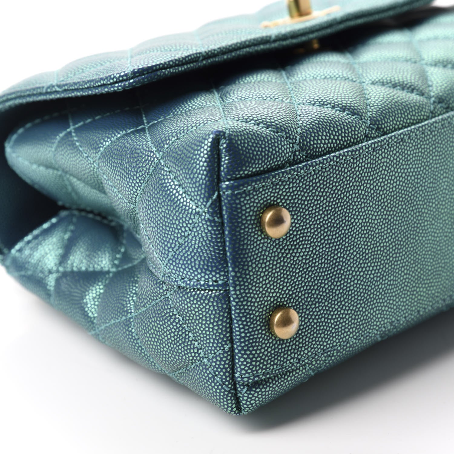 Chanel Metallic Caviar Quilted Mini Coco Handle Flap Blue 6 of 10