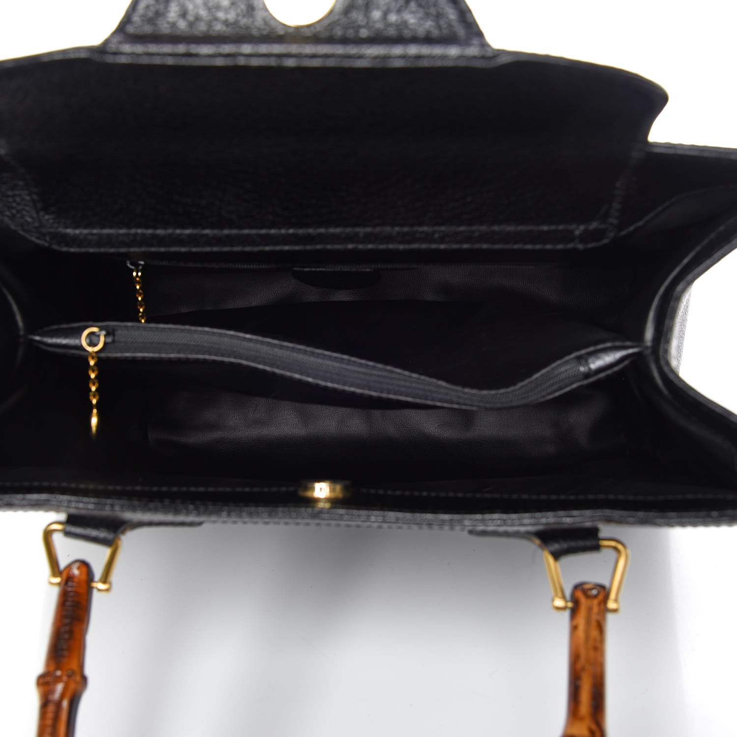 Gucci Calfskin Bamboo Top Handle Tote Black 6 of 17