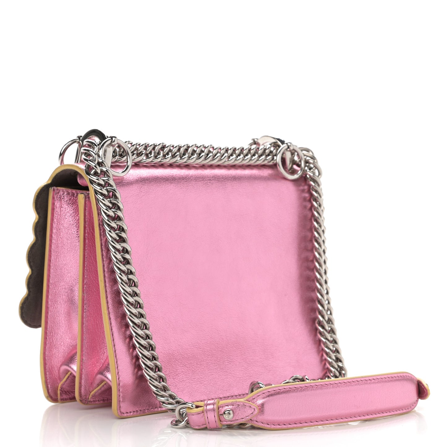 Vitello Catalan Mirror Scalloped Multi Studded Small Kan I Shoulder Bag Fuxia Chiaro