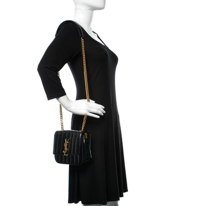 Saint Laurent Patent Calfskin Matelasse Monogram Small Vicky Chain Bag Black 2 of 8