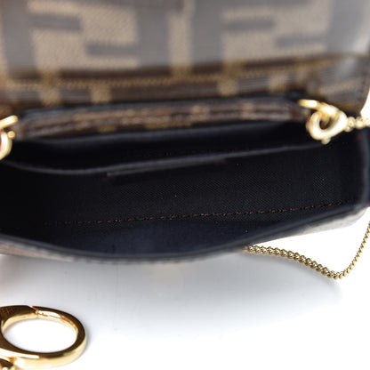 Fendi Glazed Fabric FF 1974 Nano Baguette Belt Charm Mogano Panna 5 of 8