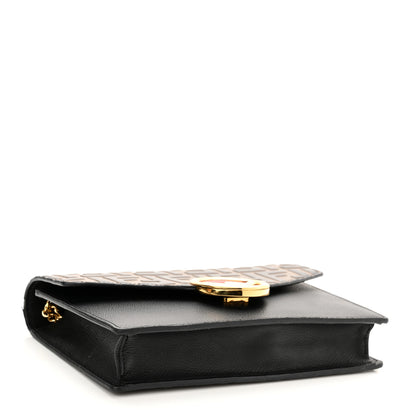 Fendi Vitello Cruise F is Fendi Bi-Color FF 1974 Embossed Medium Envelope Wallet On Chain Black Maya 4 of 10