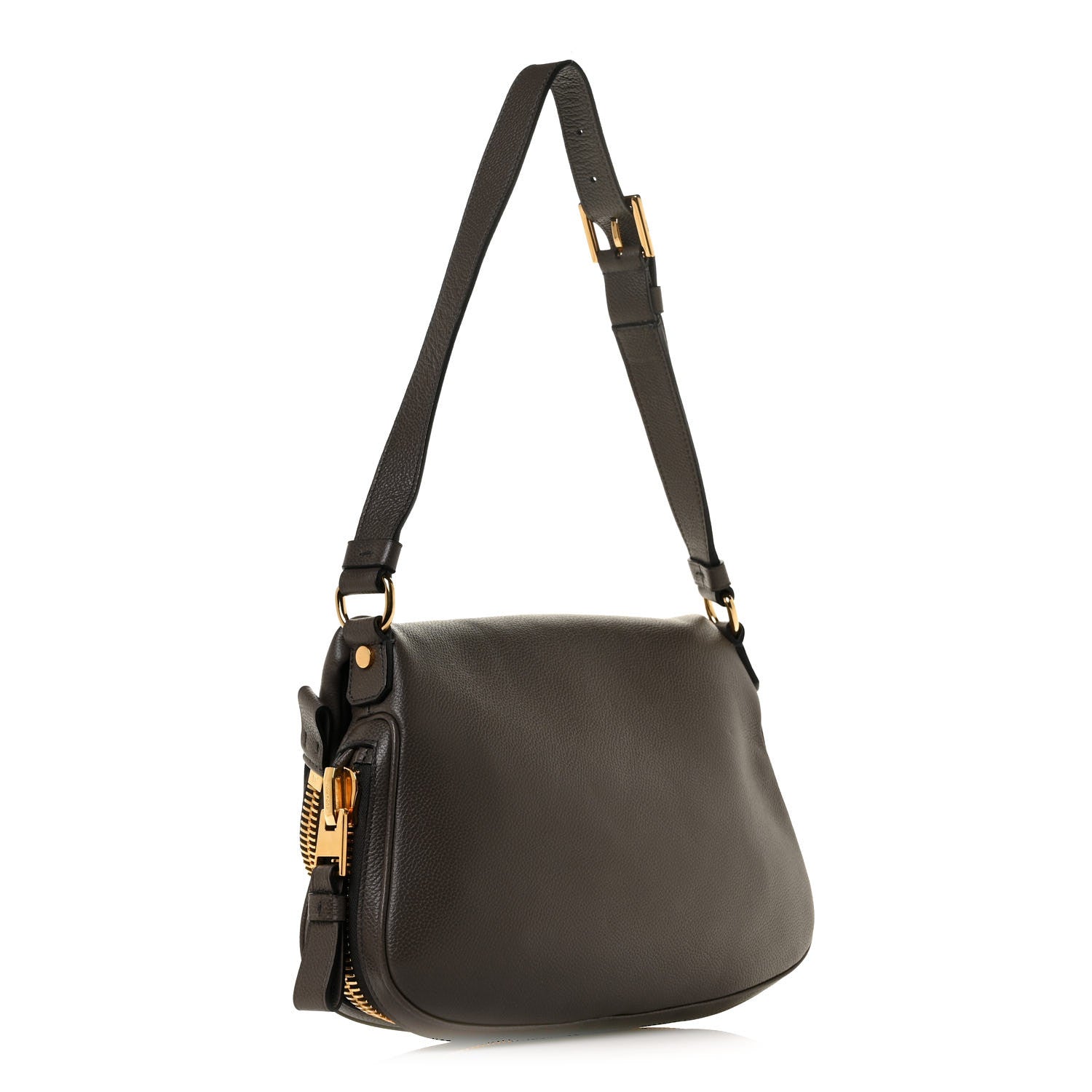 Tom Ford Pebbled Calfskin Large Jennifer Graphite 3 of 8