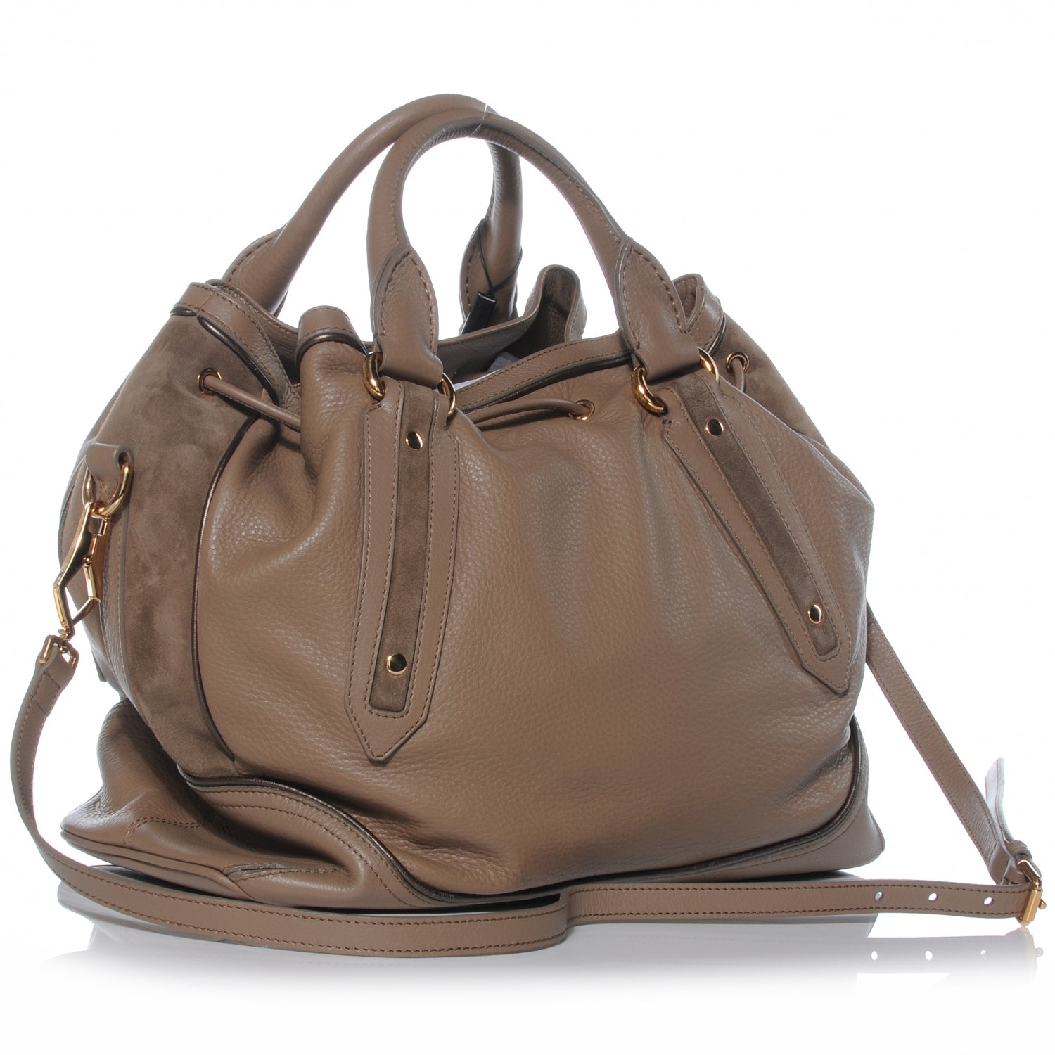 Burberry Leather Suede Earlsburn Mixed Media Tote Mole Grey 3 of 9