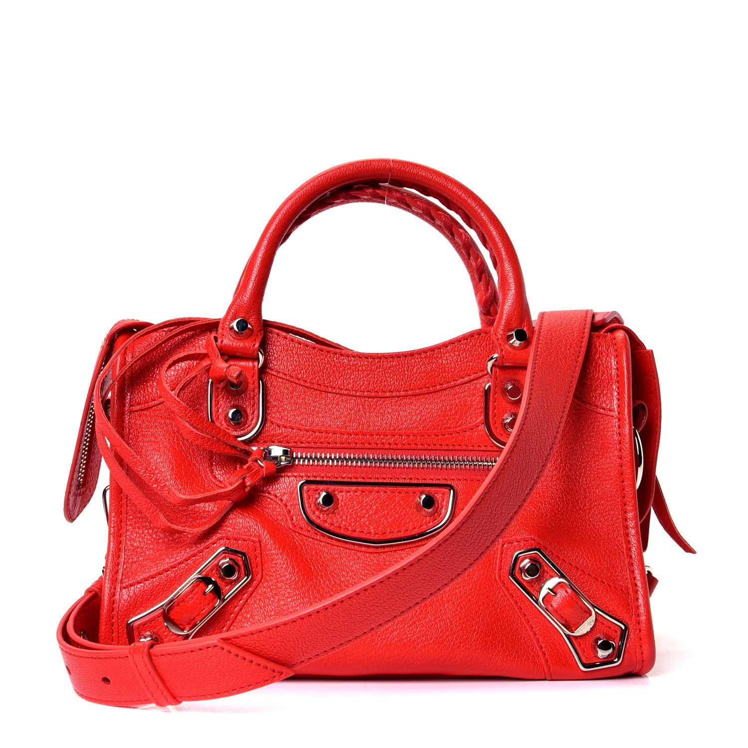 Balenciaga Chevre Silver Metallic Edge Hardware Mini City Rouge Grenade 1 of 4