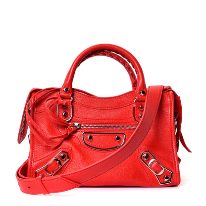 Balenciaga Chevre Silver Metallic Edge Hardware Mini City Rouge Grenade 1 of 4