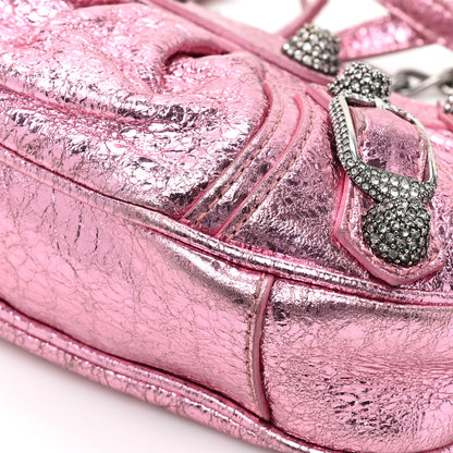 Balenciaga Metallic Agneau Arena Crystal Le Cagole Mini Purse With Chain Met Pink 14 of 16