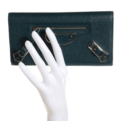 Balenciaga Chevre Metallic Edge Money Wallet Bleu Nuit 2 of 7