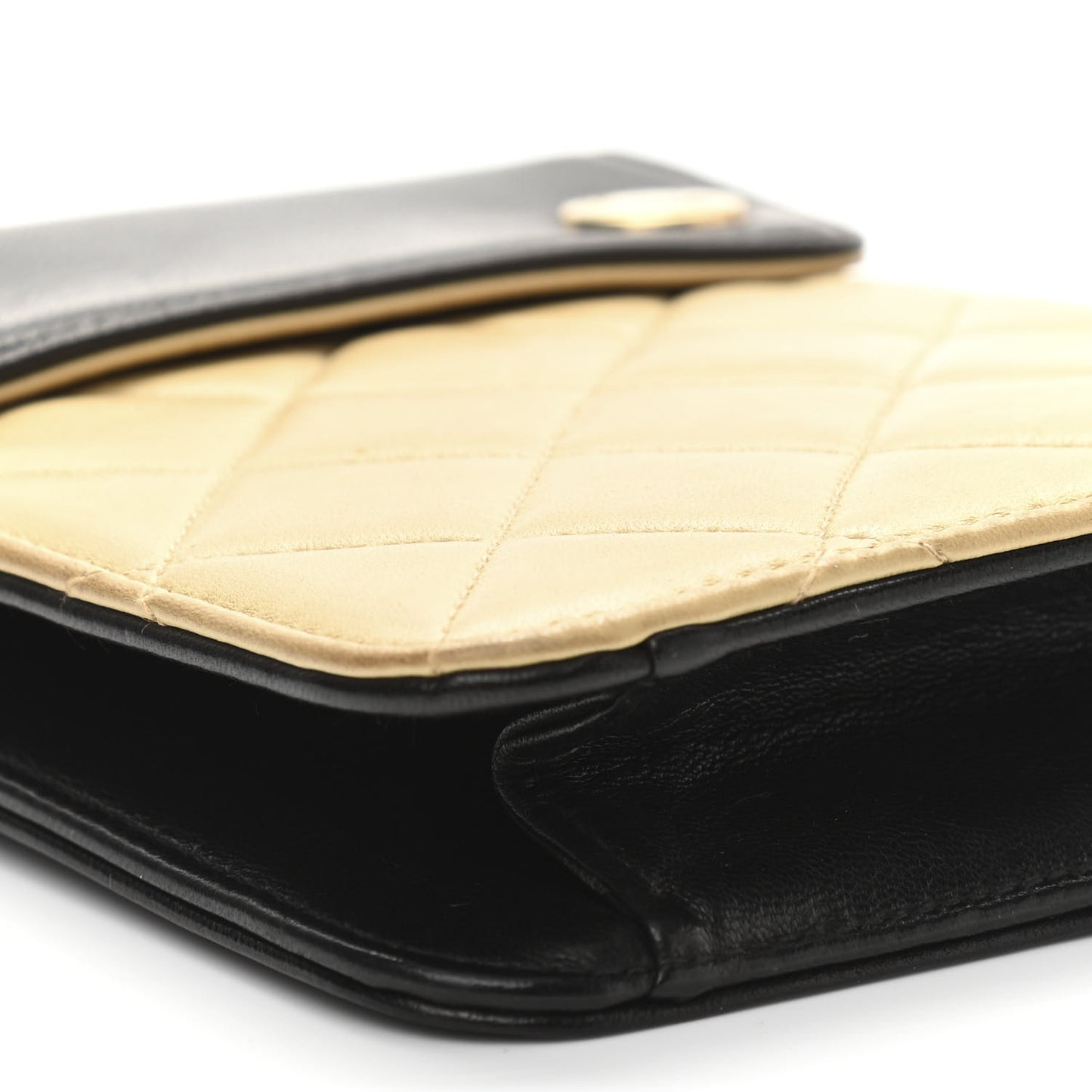 Lambskin Quilted Mini Flap Pouch Beige Black