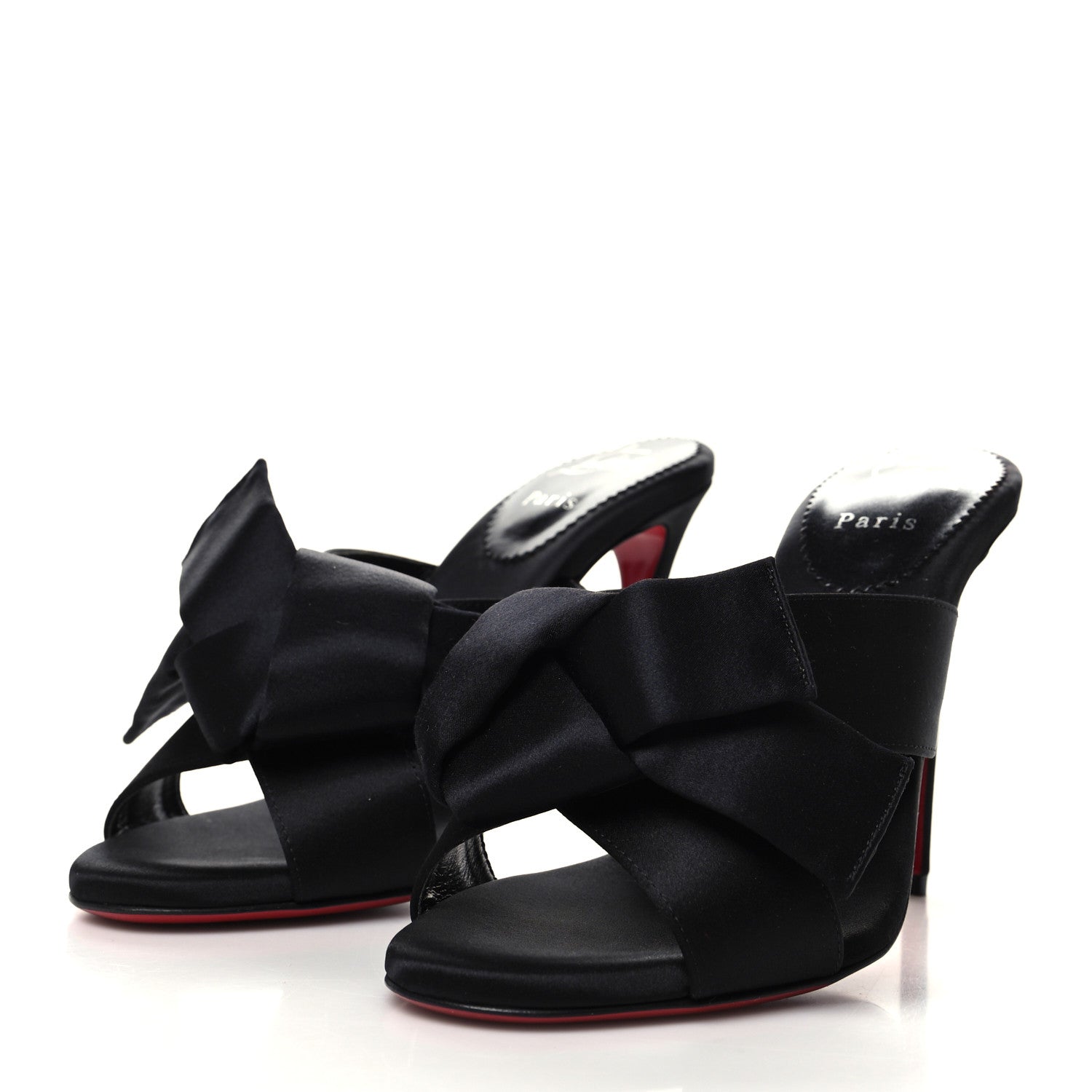 Christian Louboutin Satin Matricia Bow Sandals 37 Black 3 of 8