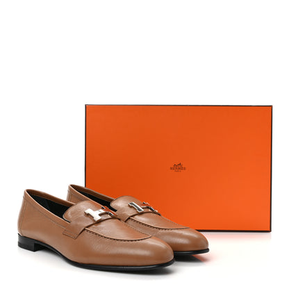 Hermes Goatskin Womens Paris Loafers 39 Gold 9 of 9