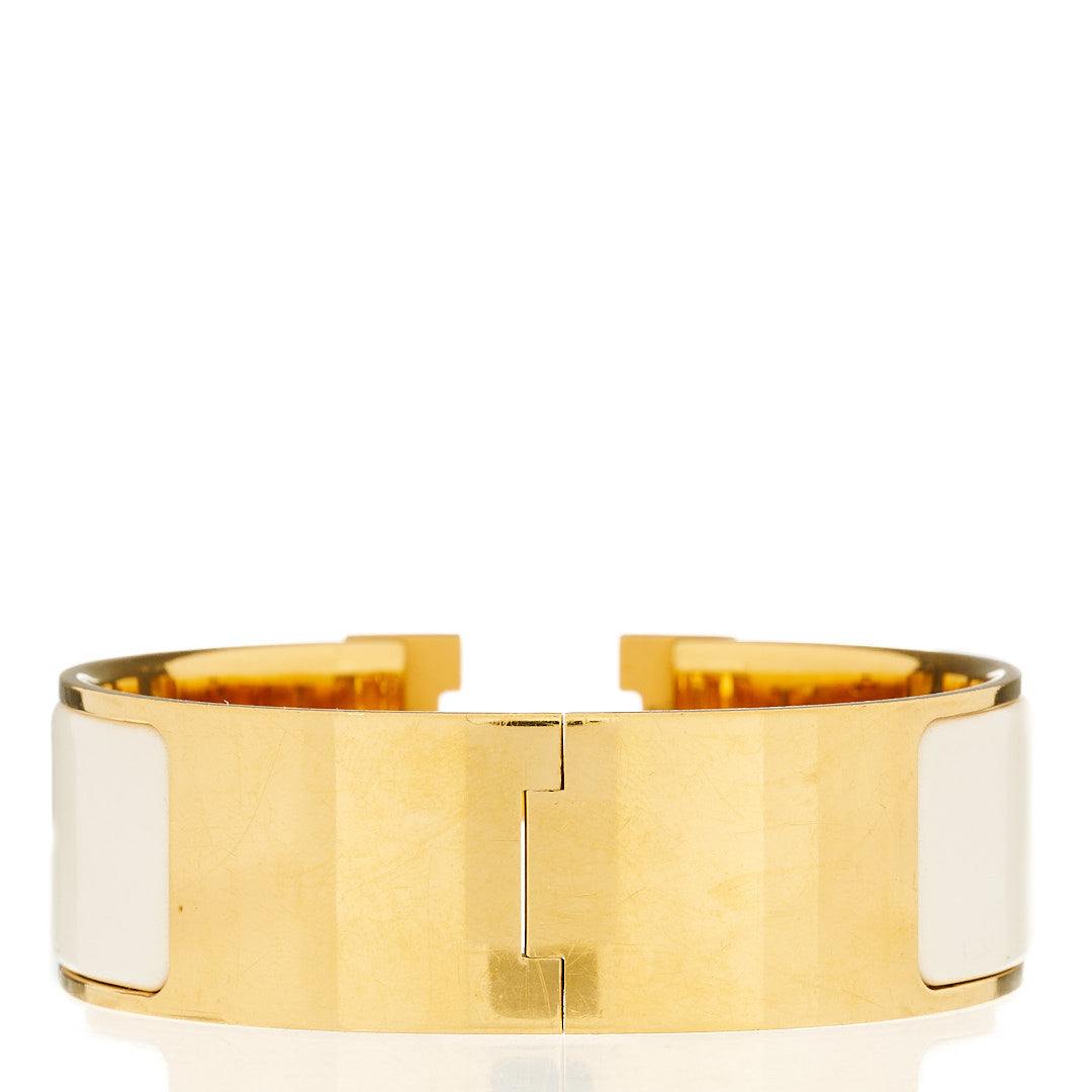 Enamel Wide Clic Clac H Bracelet GM White