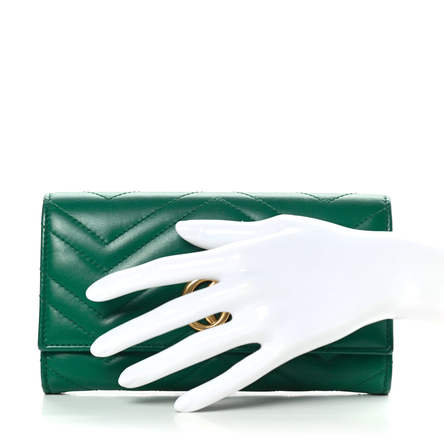 Calfskin Matelasse GG Marmont Continental Wallet Emerald Green