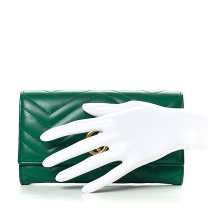 Gucci Calfskin Matelasse GG Marmont Continental Wallet Emerald Green 2 of 11
