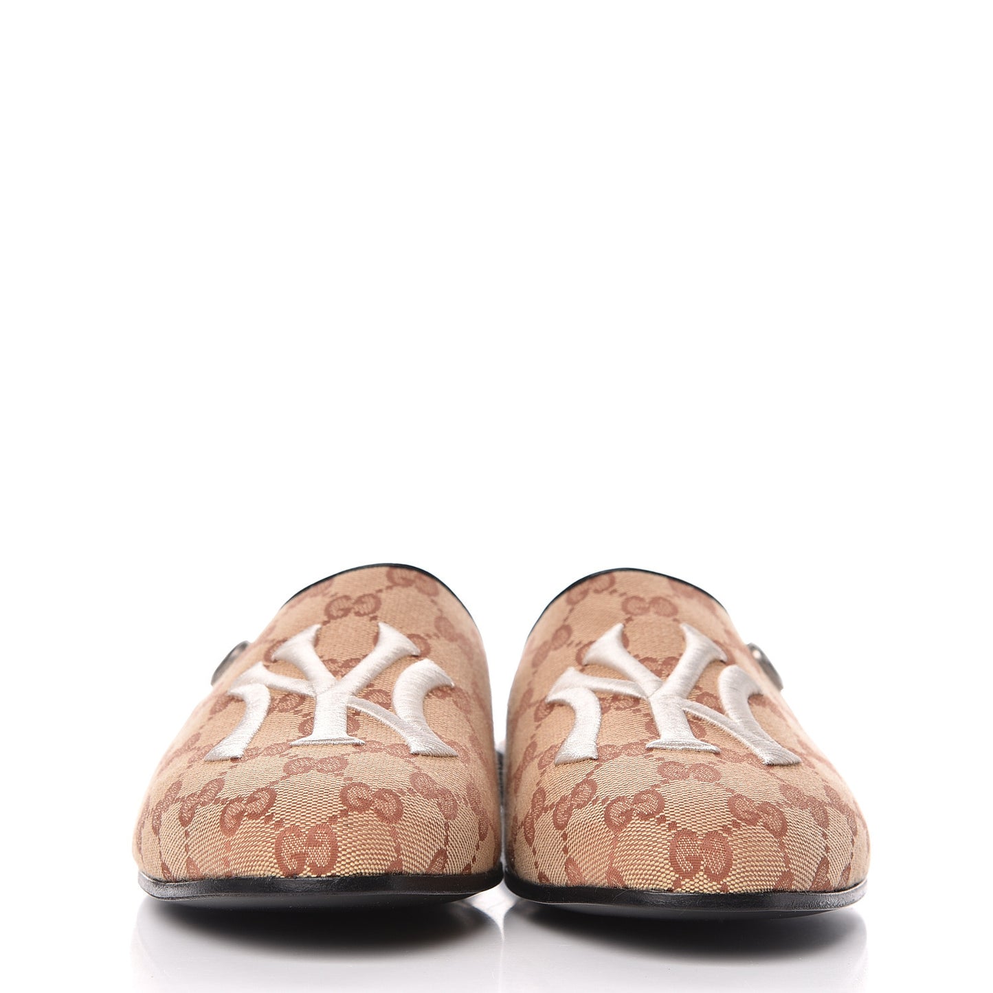 X MLB Monogram NY Yankees Embroidered Mens GG Slippers 10 Beige Ruggine