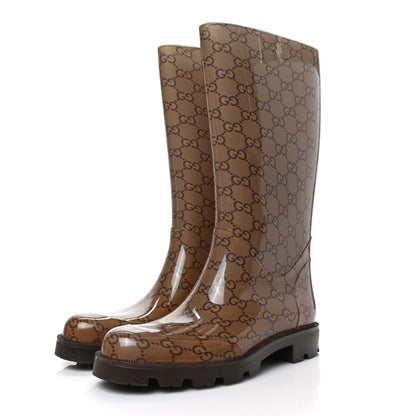 Gucci Rubber Monogram Edinburg Rain Boots 36 Transparent Cocoa 3 of 7
