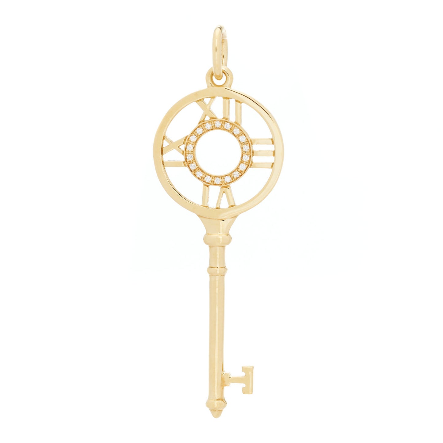 18K Yellow Gold Diamond Atlas Key Pendant