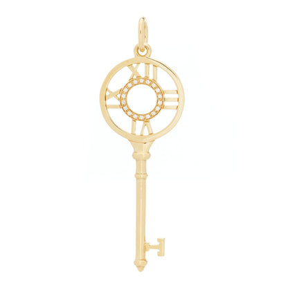 Tiffany 18K Yellow Gold Diamond Atlas Key Pendant 1 of 5