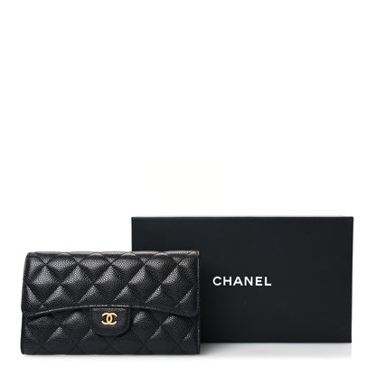 Chanel Caviar Quilted Long Flap Wallet Black 13 of 13