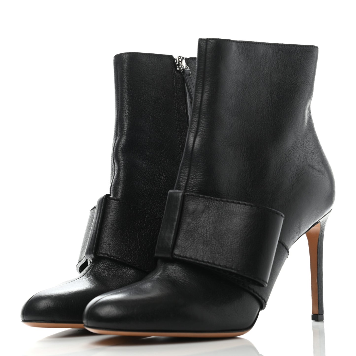 Calfskin Bow Ankle Boots 40.5 Black