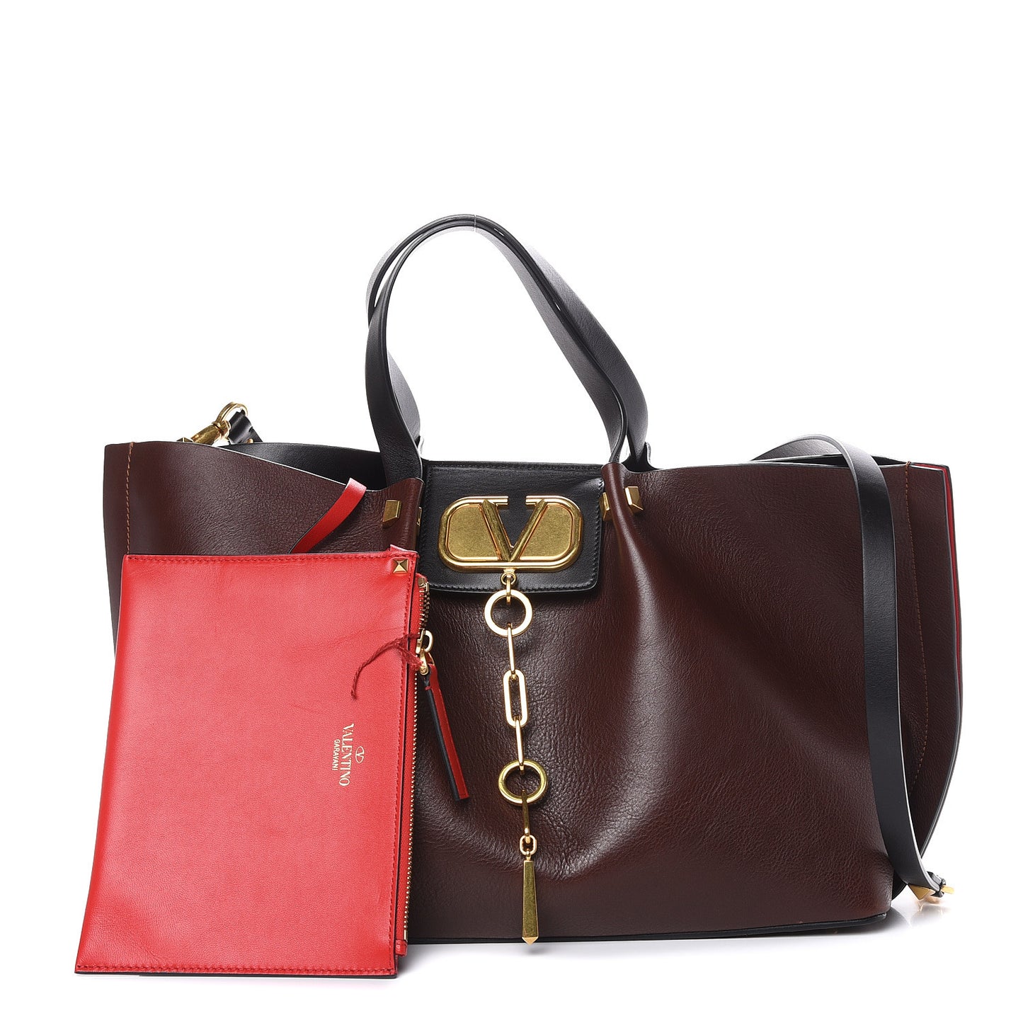 Grainy Calfskin Medium VLogo Escape Shopper Rubin