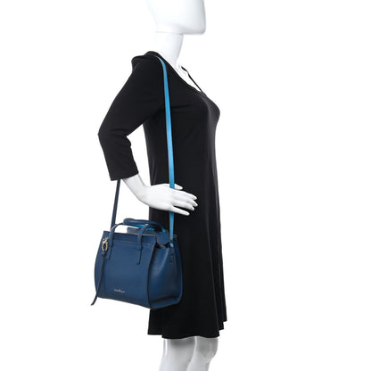 Salvatore Ferragamo Hammered Calfskin Double Handle Small Amy Tote Blue 2 of 10