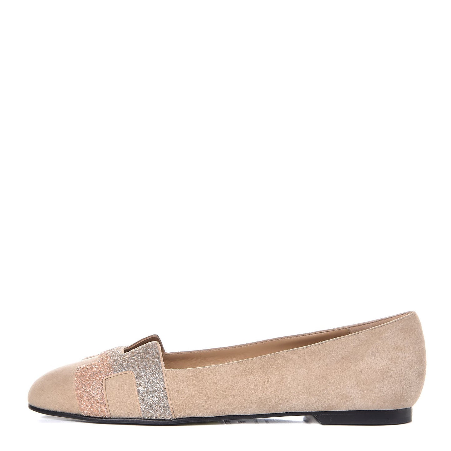 Suede Goatskin Crystal Powdered Nice Ballerina Flats 38 Nude
