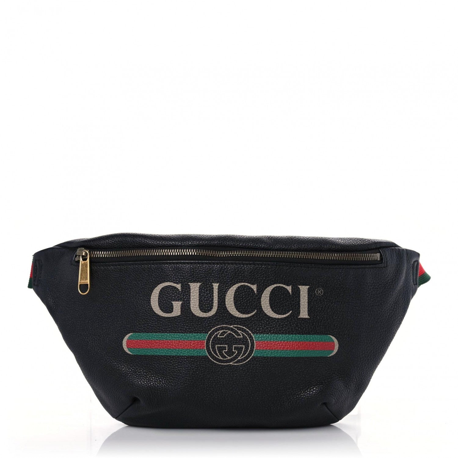 Gucci Grained Calfskin Logo Belt Bag Black 1 of 10
