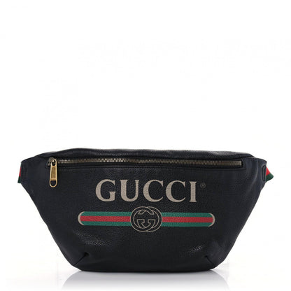 Gucci Grained Calfskin Logo Belt Bag Black 1 of 10